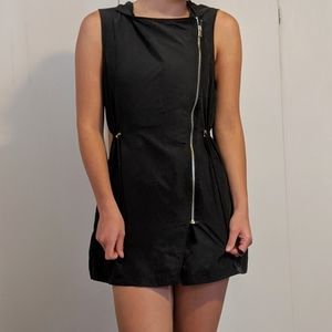 Cinch Waist Zip-Up Dress w/ Hood